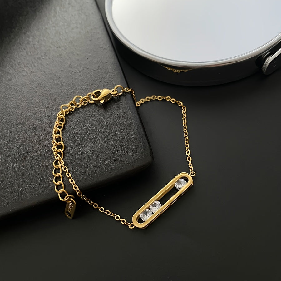 Geometric Paperclip Pendant Necklace with Cubic Zirconia for Weddings and Parties