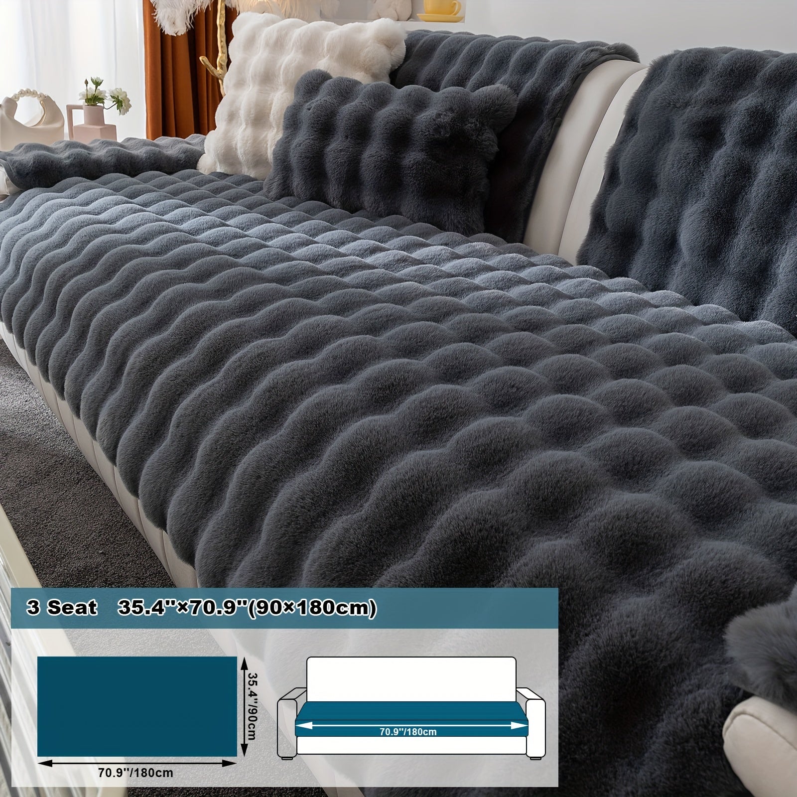 Имитация кролика плюшевая подушка-диван для домашних животных, дружелюбная к собакам с нескользящим чехлом для защиты мебели и декора в спальне, офисе или гостиной.