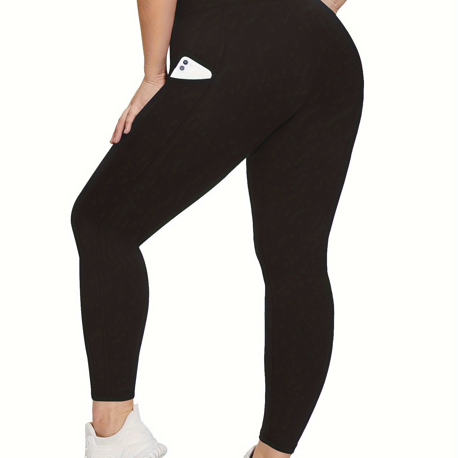 Plus Size Women's Solid Stretch Skinny Leggings High Waist Casual