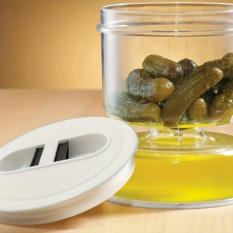 Taqdim etilgan idishlar uchun bitta qismli yopiladigan shisha bankalar, tuzlanganlar va zaytunlar uchun, filtr bilan