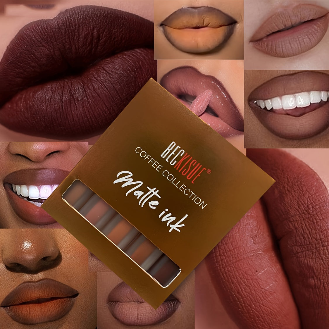 Women's Matte Velvet Lipstick Set 5pcs Brown Shades Long-Lasting Transfer-Free