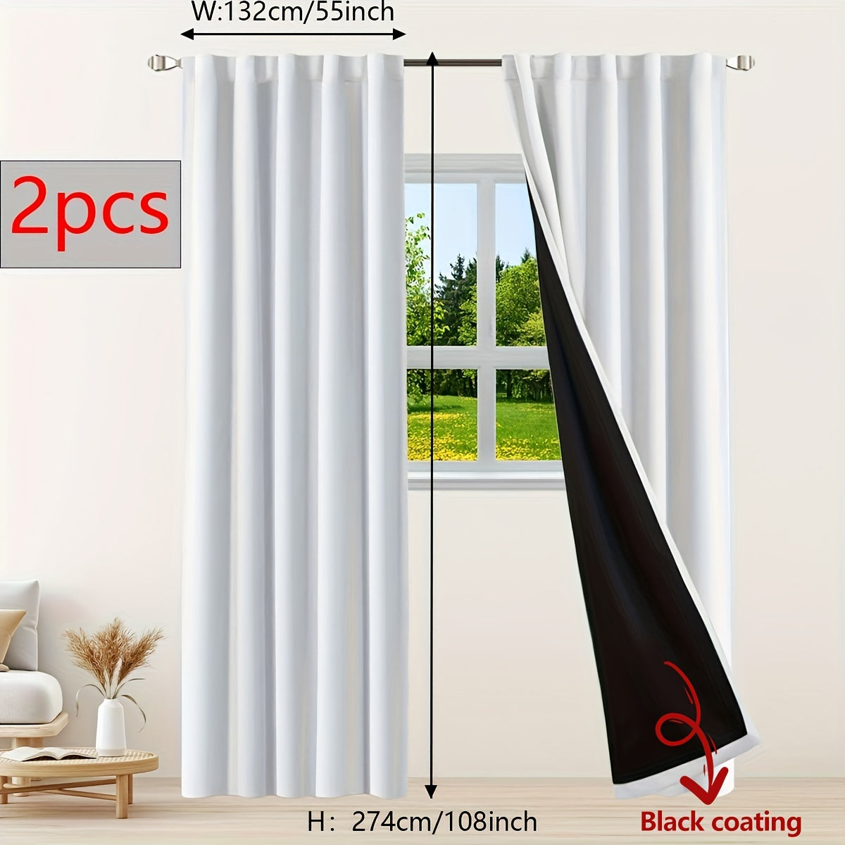 Two Pieces Blackout Curtains Thermal Insulated Twill for Bedroom Living Room