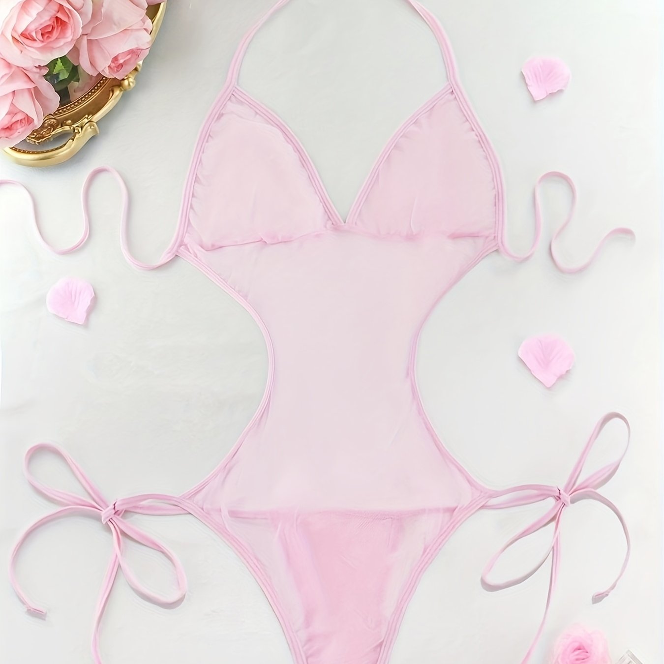 Body de encaje con cordones y detalles de malla y encaje para mujer