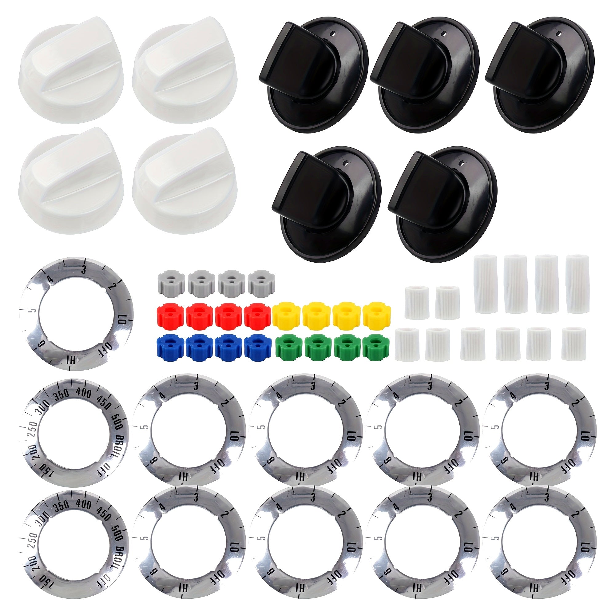 Kit de perillas eléctricas universales para estufa, 4 juegos, piezas de reemplazo de plástico blanco