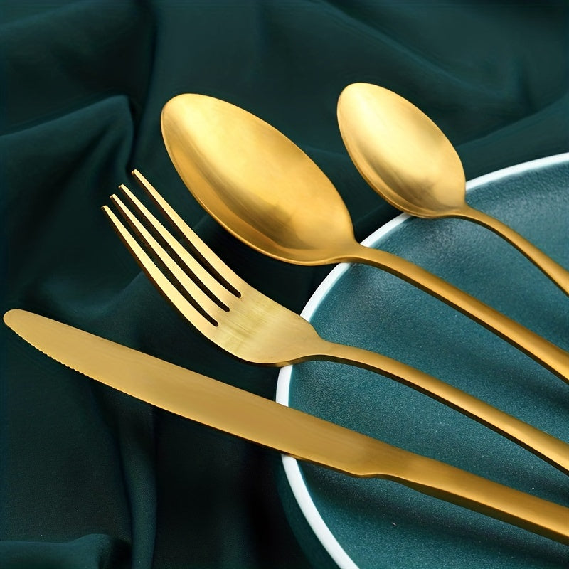 24-Piece Stainless Steel Tableware Set for 6 Dishwasher Safe Mirror Polished Utensils