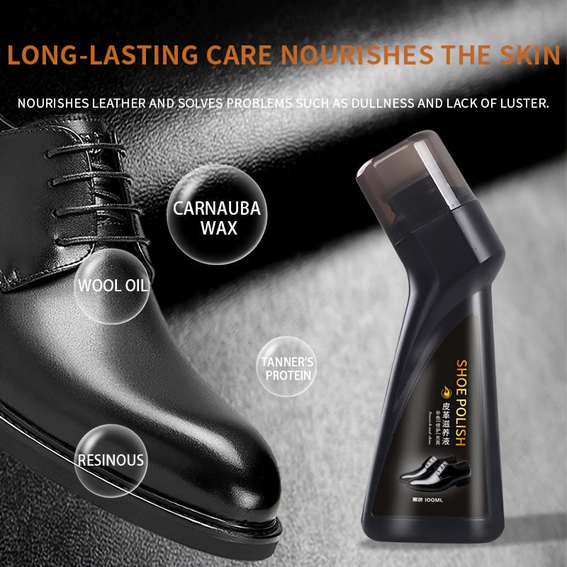 Waterproof Liquid Shoe Polish for PU Leather - Black, Brown, Colorless