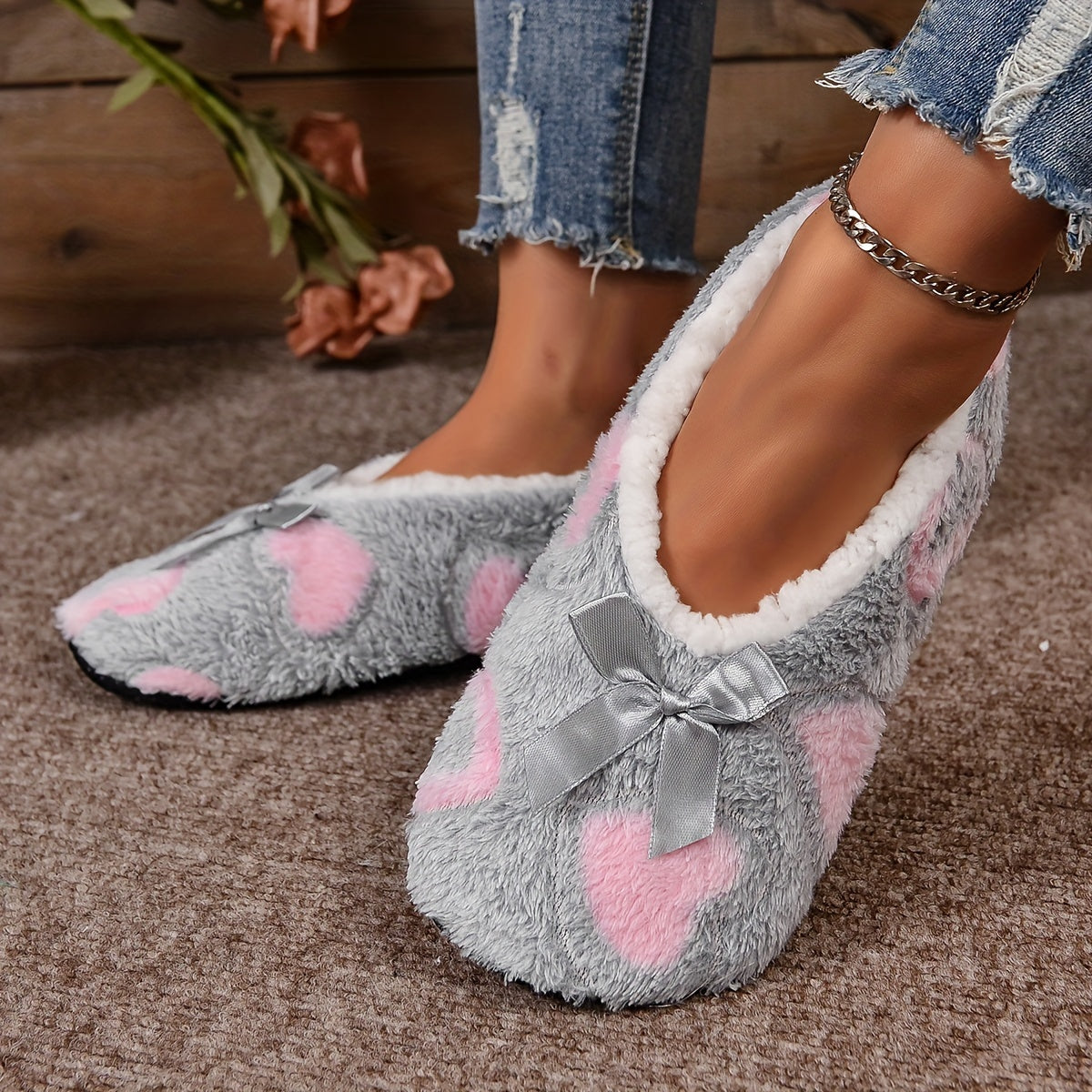 Women's Indoor Slippers Heart Soft Sole Anti-slip Comfortable Use