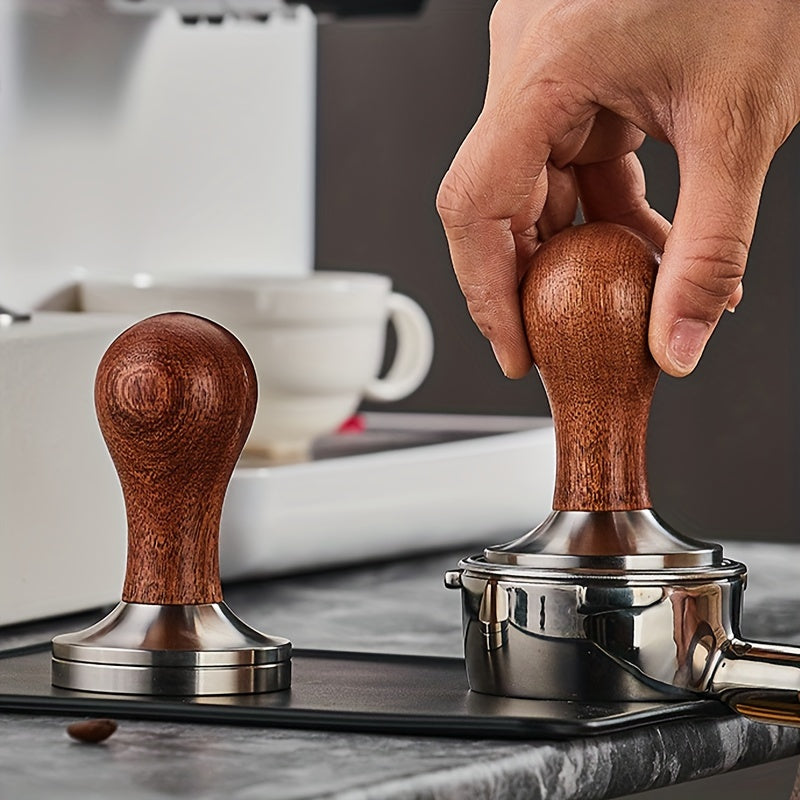 Espresso Tamper Calibrated Stainless Steel Walnut Handle 51/53/58mm