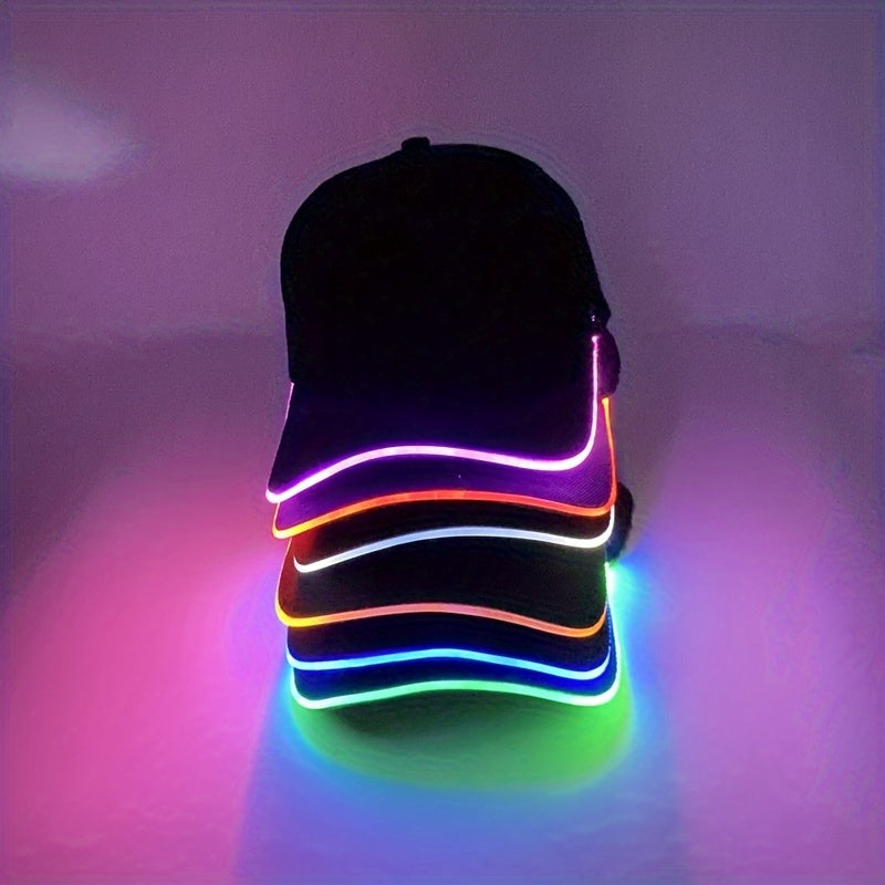 Gorra de béisbol con luz LED para fiestas y eventos. Baterías incluidas