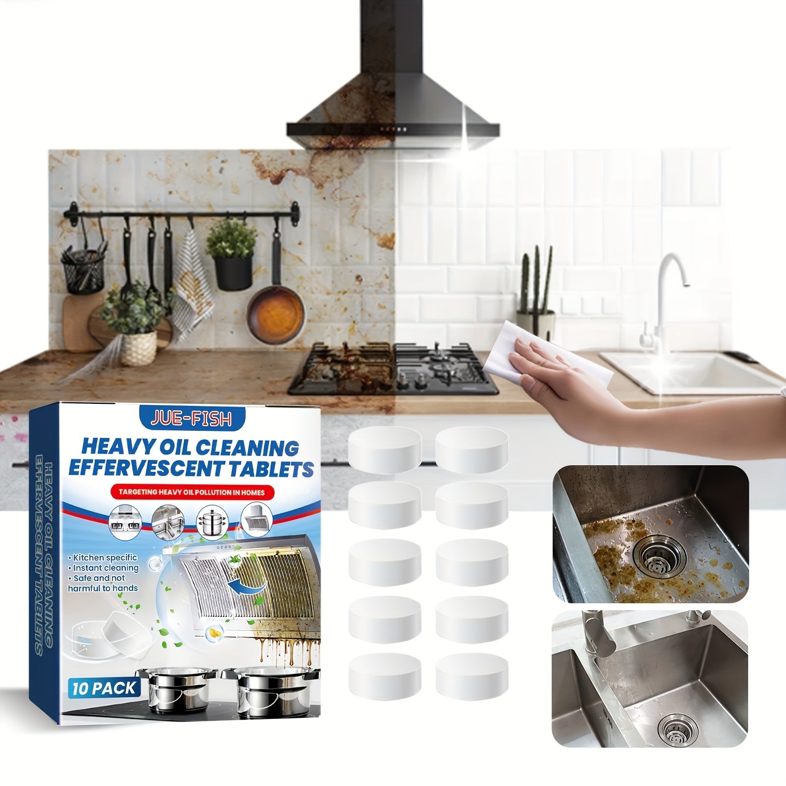 Multi-Purpose Kitchen Cleaning Tablets Heavy Duty Oven Grill Stove Cleaner