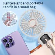 Portable yig'iladigan mini ventilyator USB qayta zaryadlanadigan tinch LED displey kompakt sovutish qurilmasi