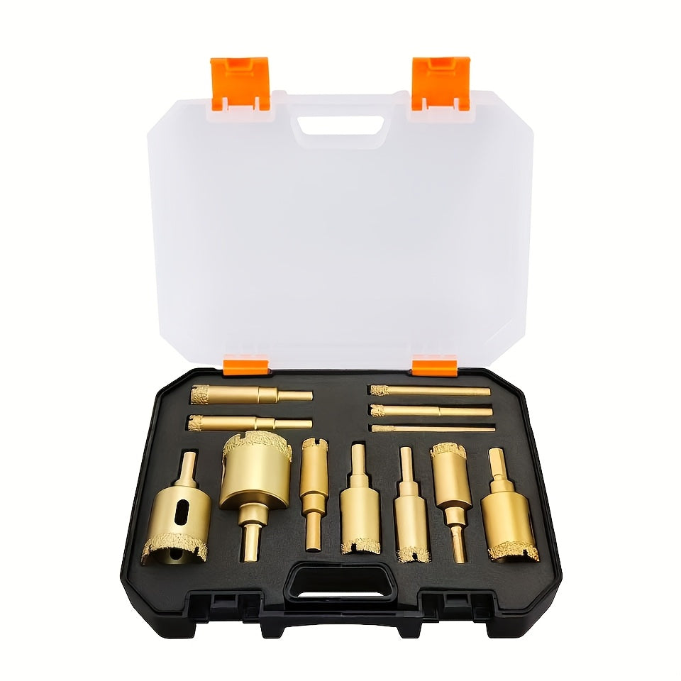 12-Piece Diamond Coated Drill Bit Set for Glass Marble Granite Tile Ceramic