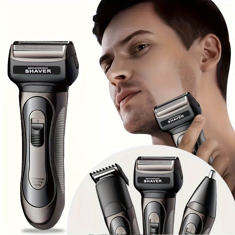 Men's Rechargeable Foil Electric Razor and Trimmer Kit