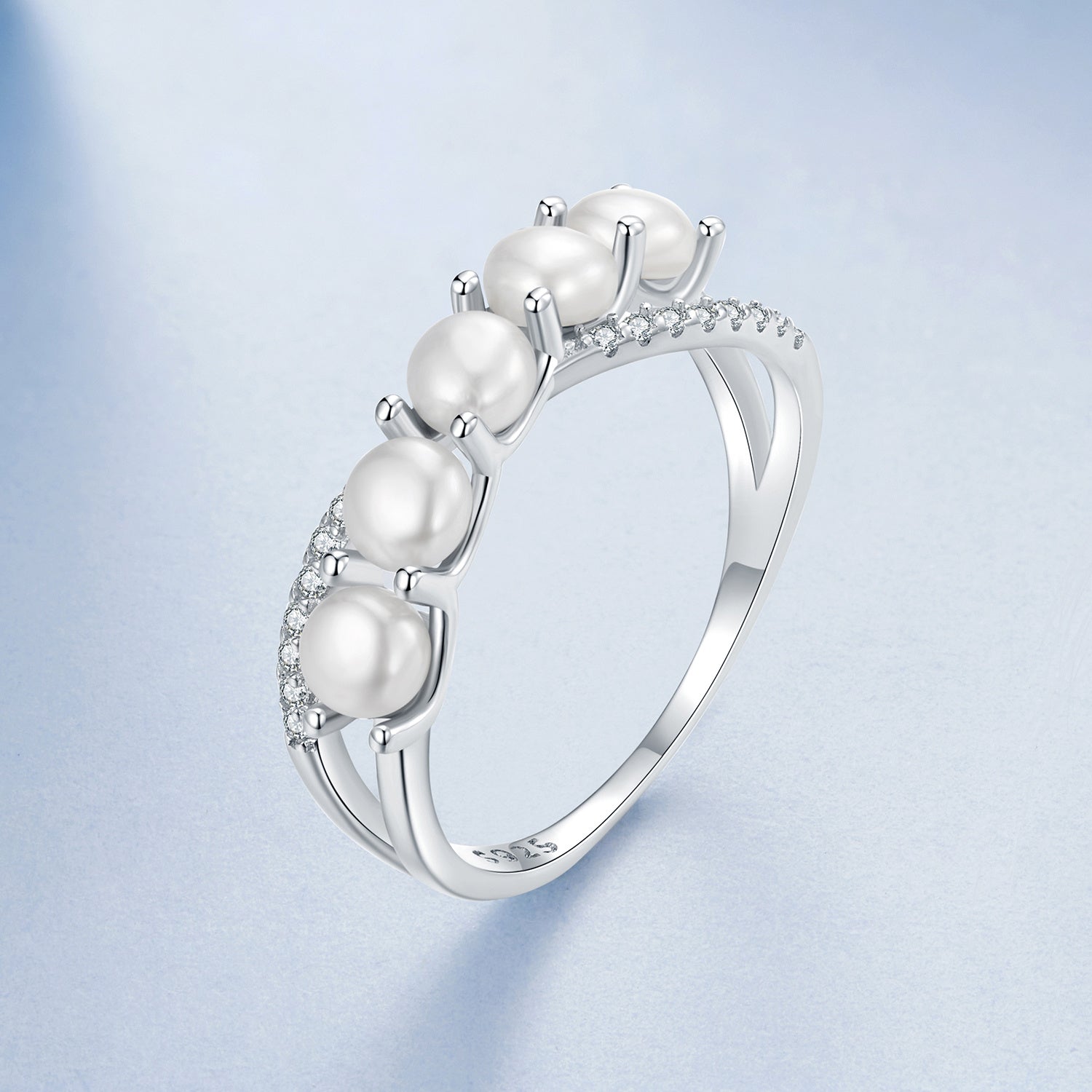 Women's Silver Anniversary Ring with Infinity Symbol and Freshwater Pearls