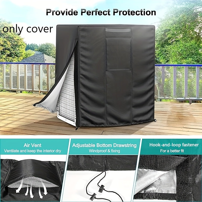 Black PVC Outdoor Air Conditioner Cover with Zipper and Storage Bag
