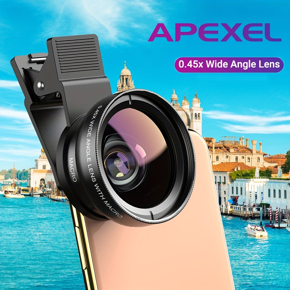 Smartphone Wide Angle and Macro Lens Kit Aluminum Alloy 0.45x HD 12.5x Macro