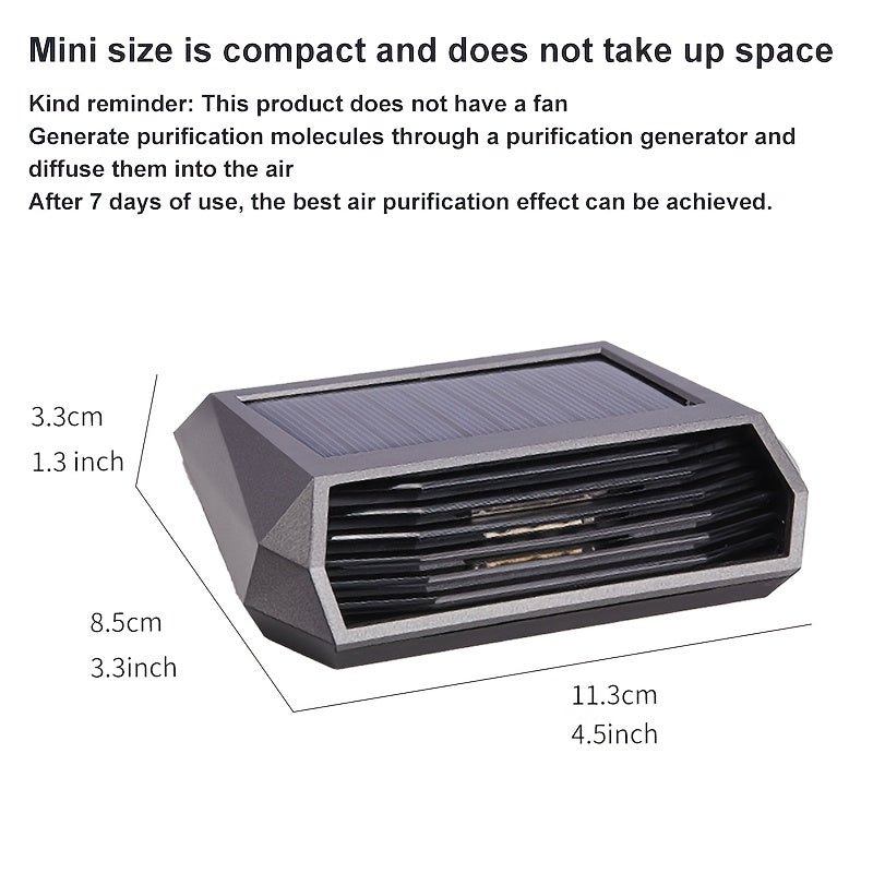 Solar-Powered Car Air Purifier with Motion Sensor Auto Shut-Off No Consumables