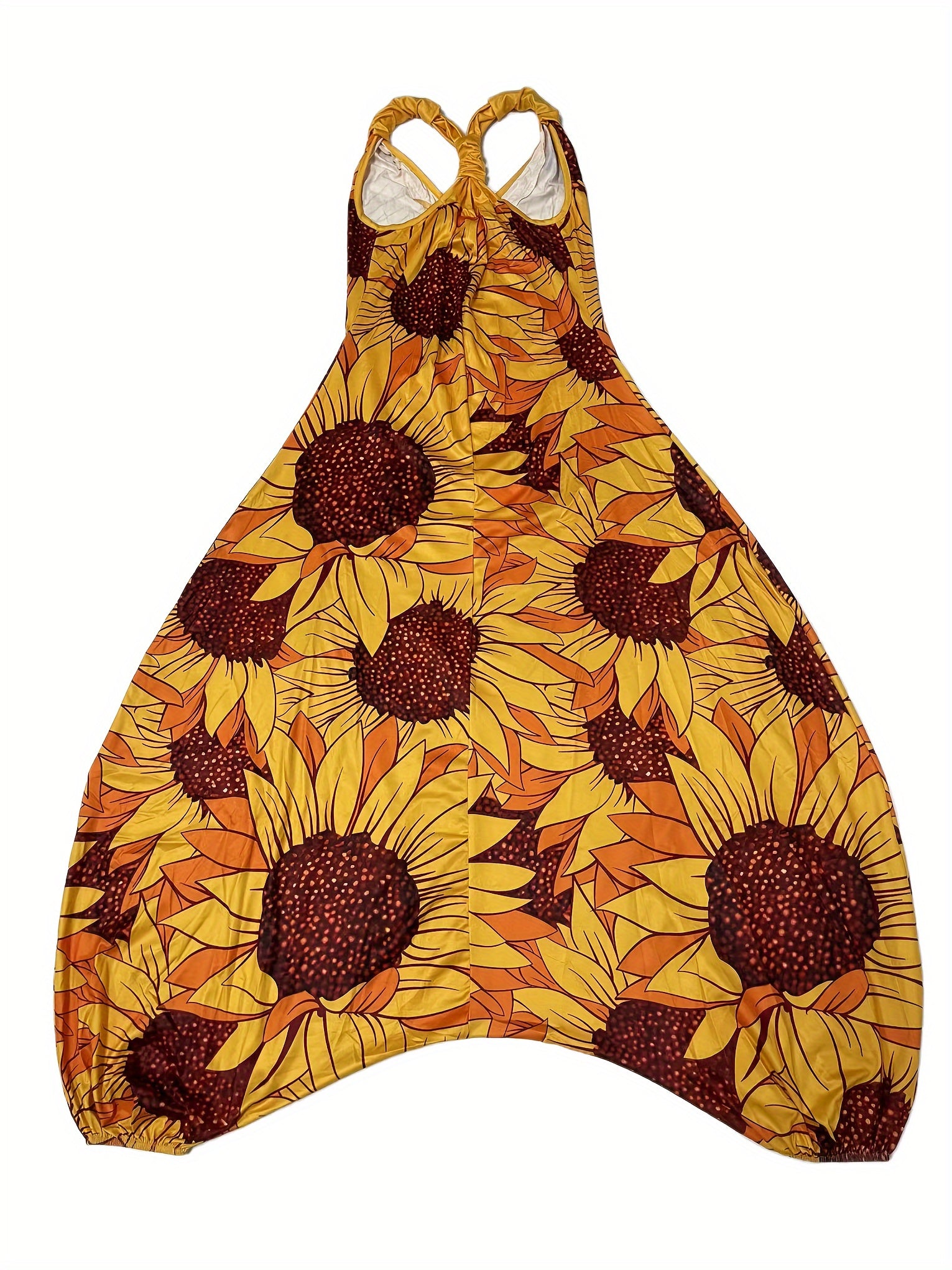 Plus Size Floral Print Sleeveless Slip Jumpsuit Casual V Neck Women