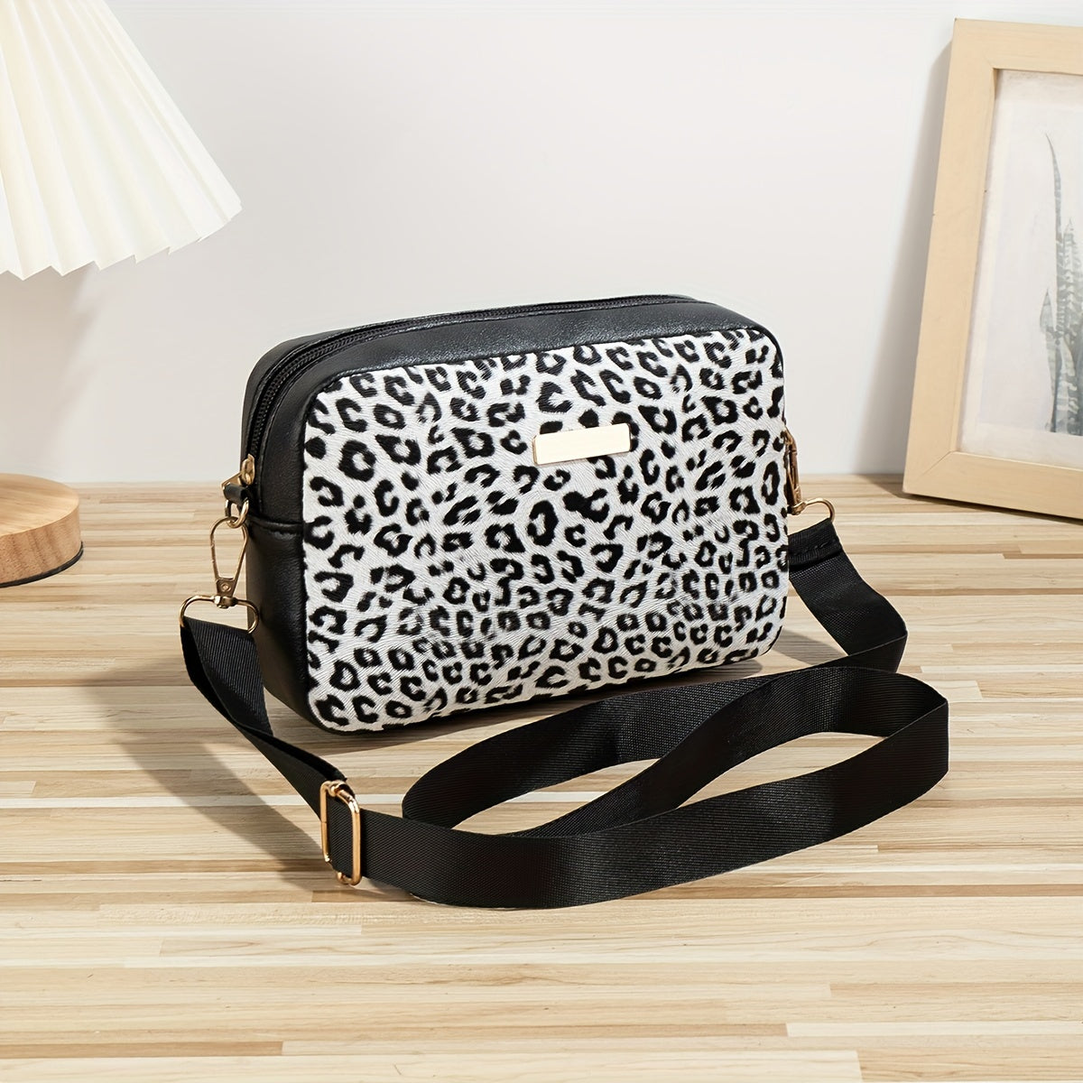 Women's Small Square Shoulder Bag Leopard Print PU Casual Crossbody for Going Out and Office