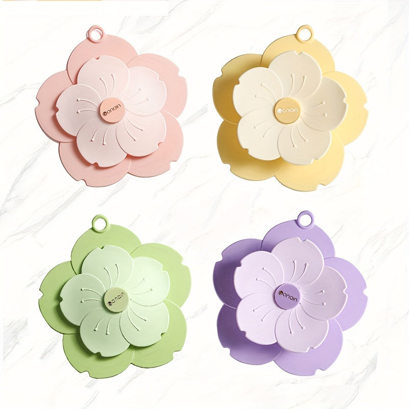 Cubierta de desagüe con forma de flor de cerezo con sello ant odor y recolector de cabello para baño