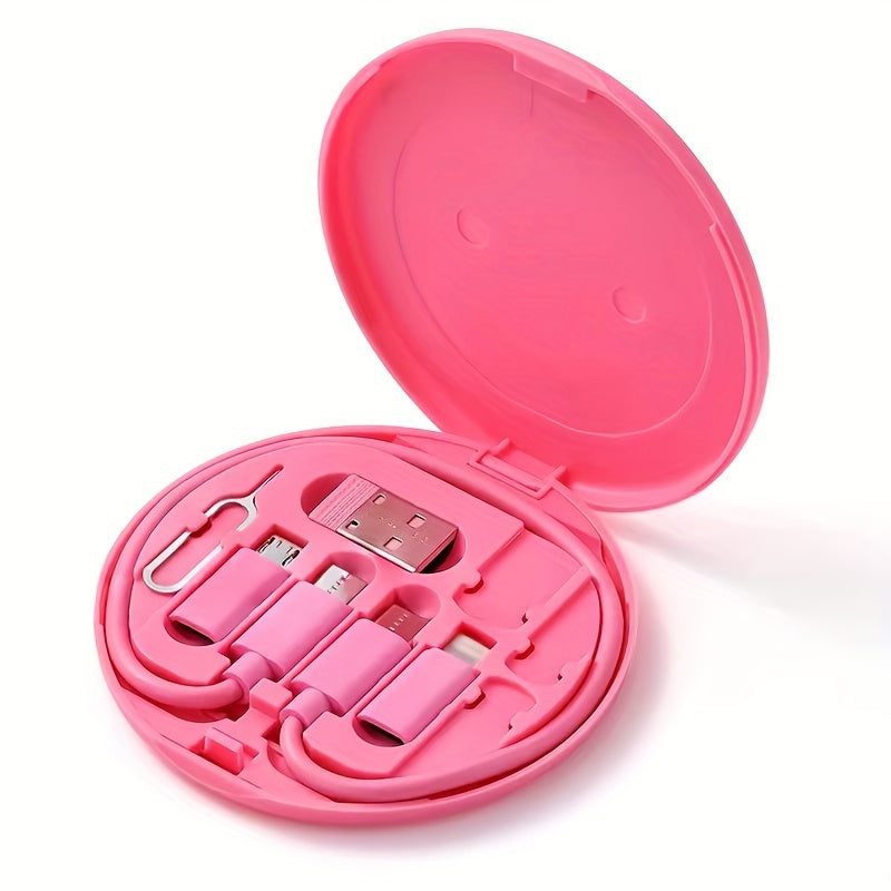 Chegaralararo sayohat uchun ko'p funksiyali besh-in-bir ma'lumot kabeli bilan PD mobil telefonini zaryadlash uchun saqlash qutisi.