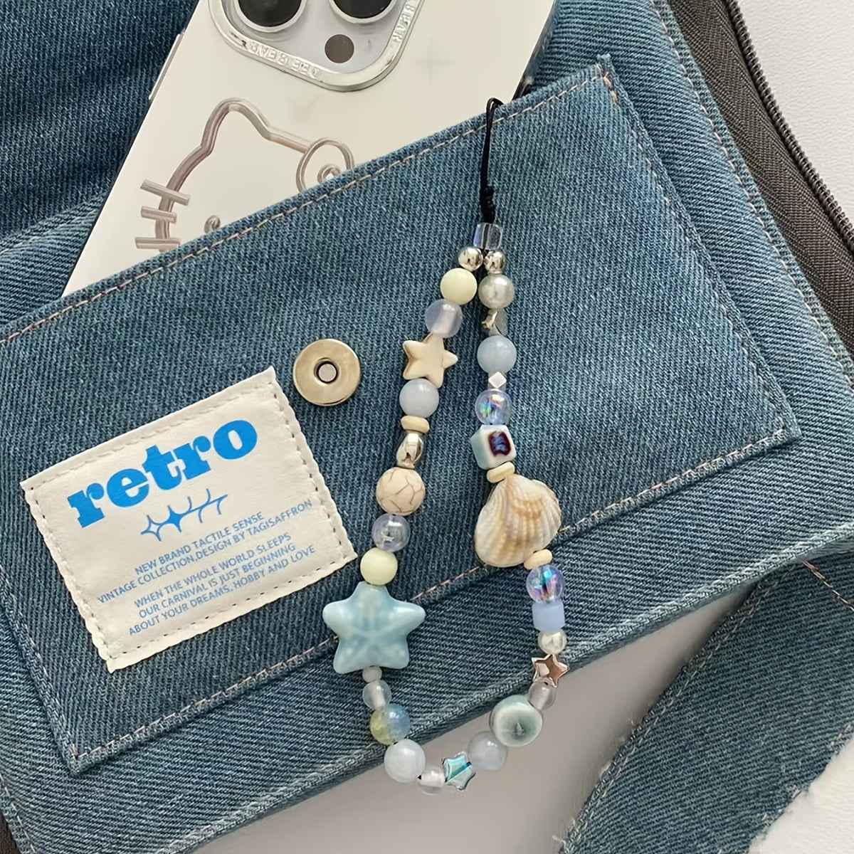 Синий звездный ракушка-брелок для телефона для женщин и девочек, подходит для сумок и чехлов для телефонов
