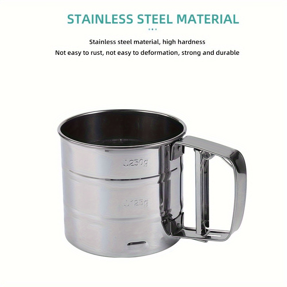 Double-Layer Stainless Steel Handheld Flour Sifter for Baking and Cooking