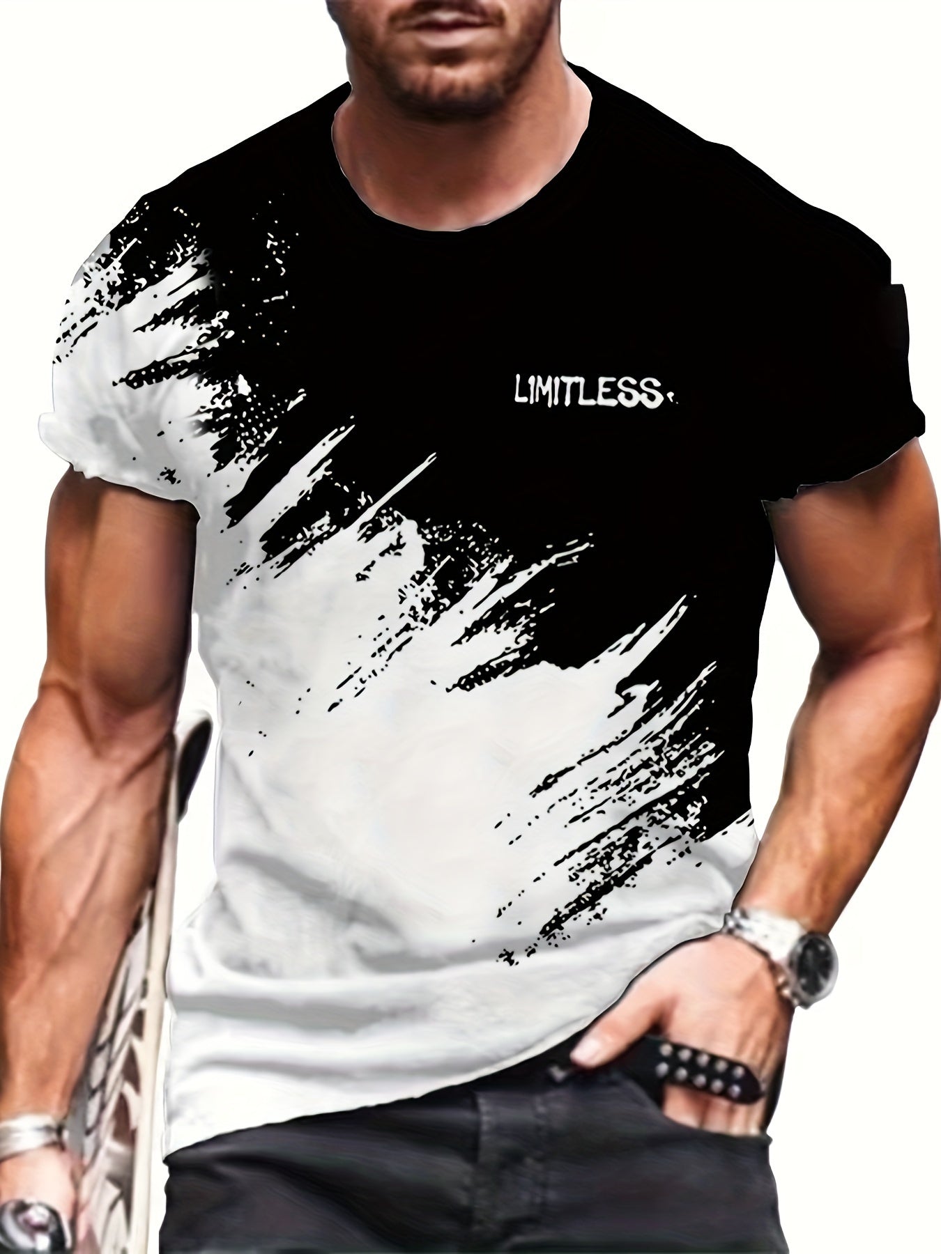 Camiseta de verano para hombre con impresión 3D, cuello redondo, ropa casual elástica