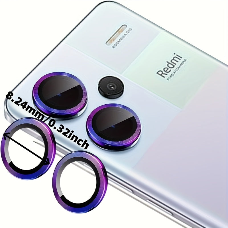 3D Metal Camera Lens Protector for Redmi Note 13 Series with Tempered Glass Cap