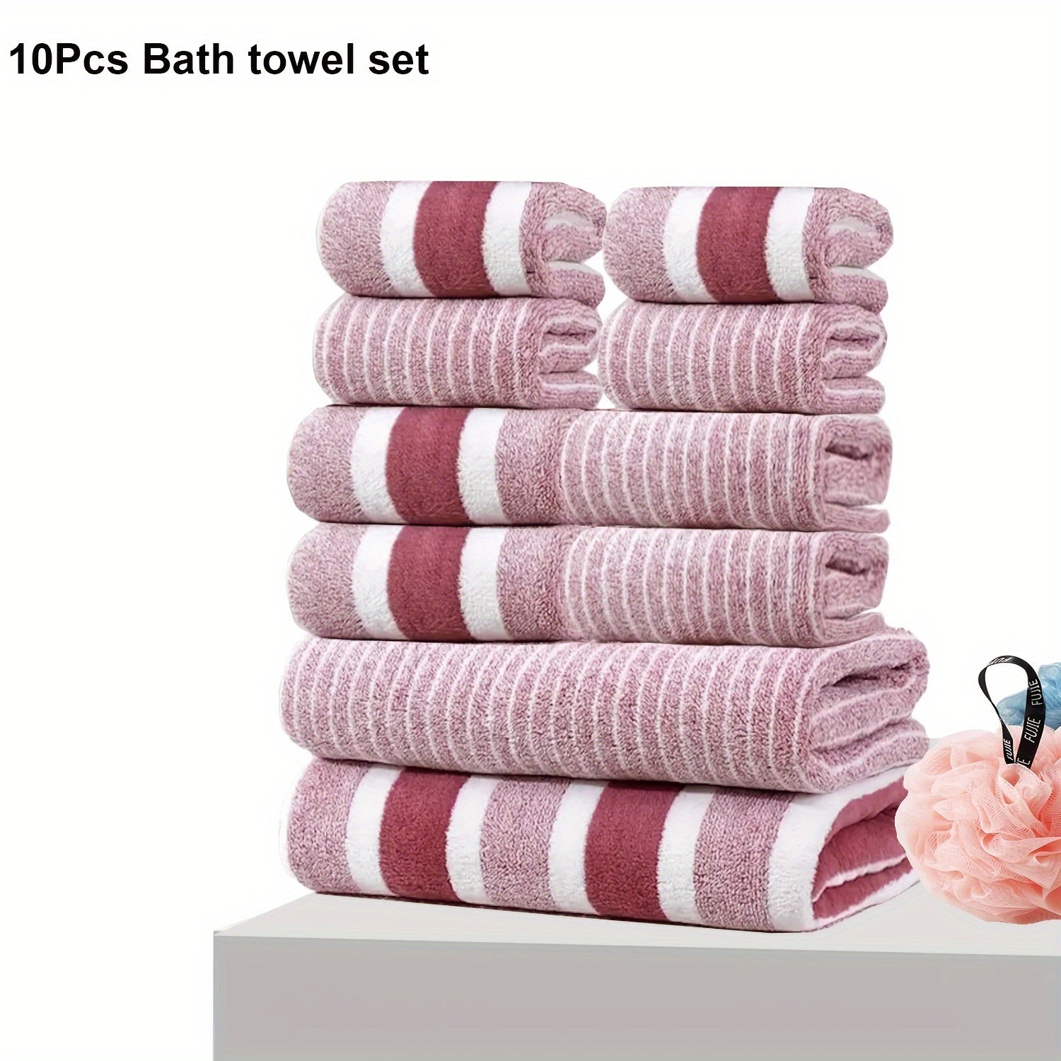 10-Piece Microfiber Towel Set Includes Bath, Hand, and Washcloths for Home Hotel Spa