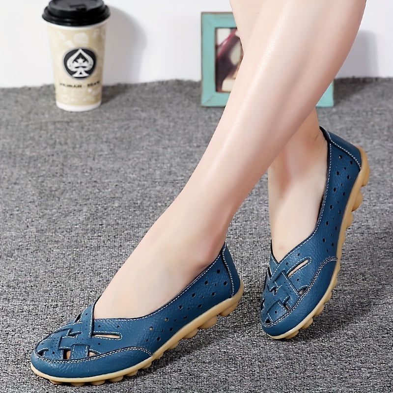 Women's Slip-On Flat Shoes with Hollow Out Design Breathable Lightweight Casual