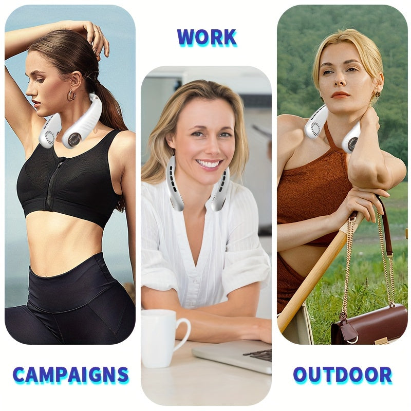 Bladeless Neck Fan Quiet Cooling USB Rechargeable 5-Speed Adjustable Outdoor Office