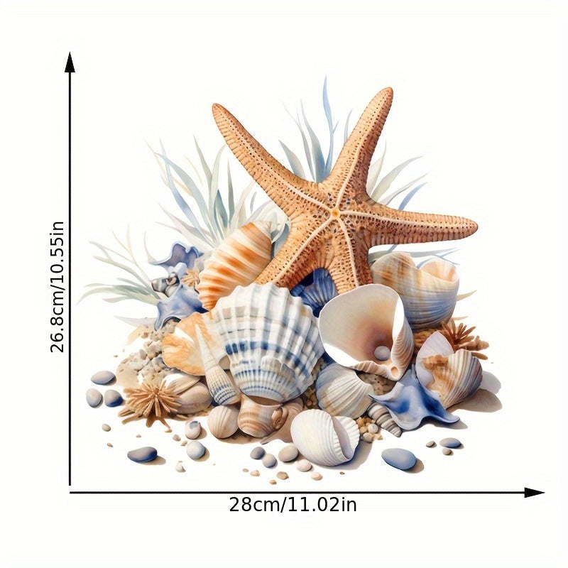 Waterproof Oceanic Toilet Sticker Starfish Seashell Self-Adhesive PVC Bathroom Decor