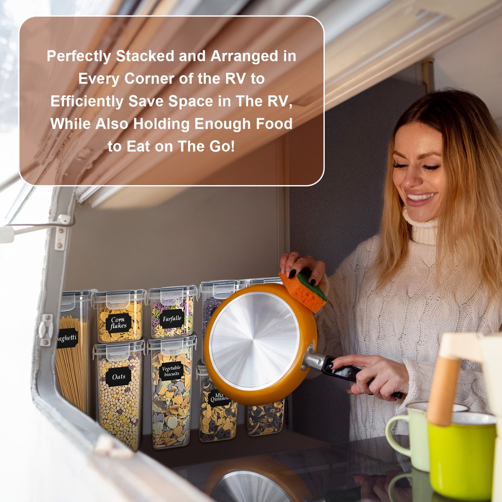 BPA Free Plastic Food Storage Containers Set for RV Kitchen Cereal Canisters