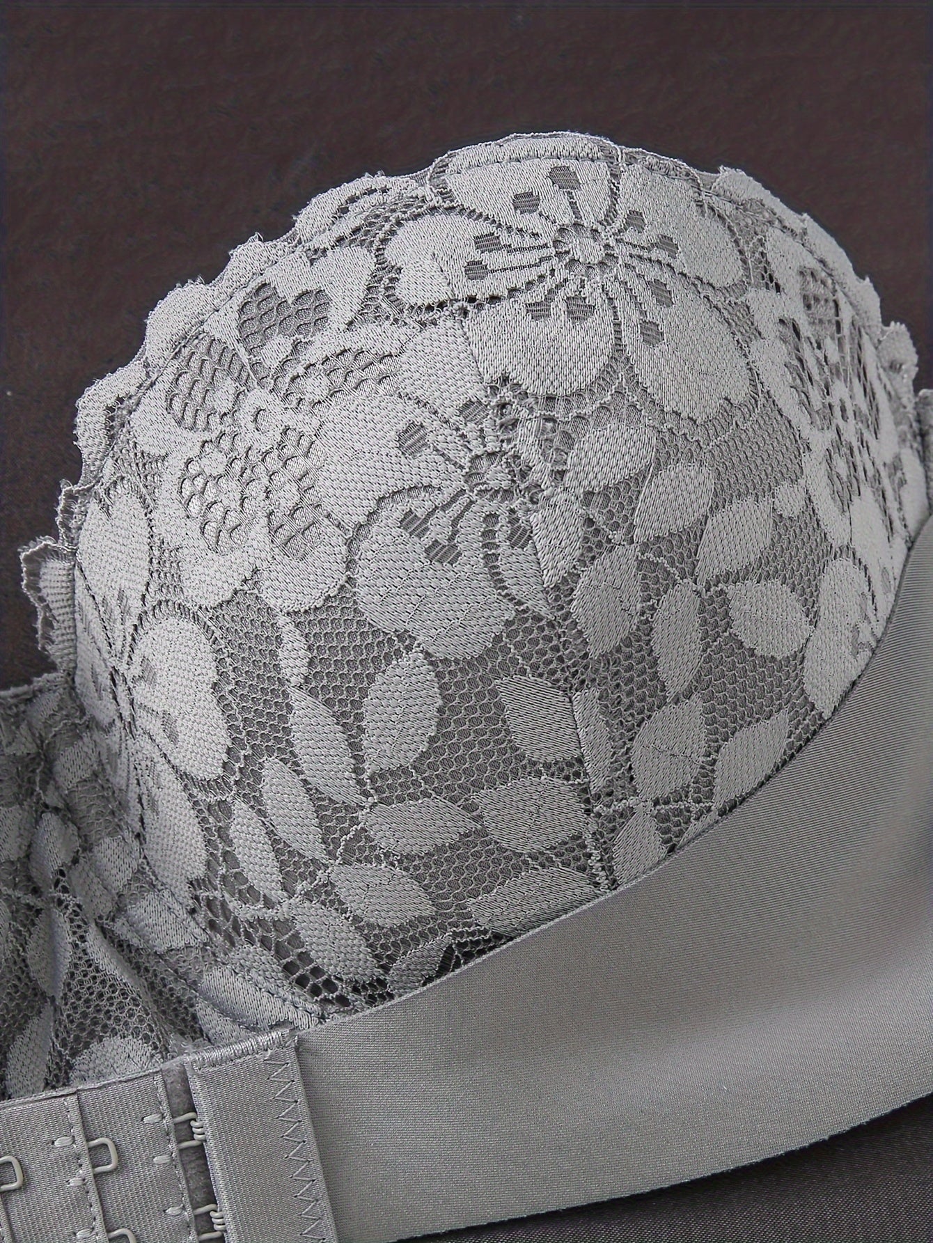 Women's Lace Strapless Push-Up Bras in White Gray Black with Front Closure