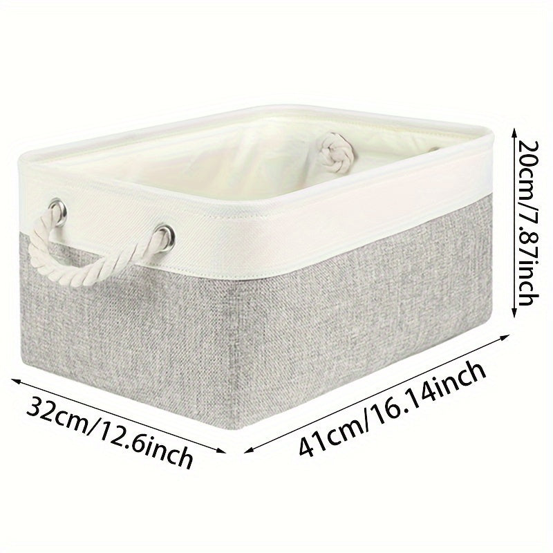 Rectangular Foldable Storage Basket with Handle for Clothes Toys Books in Home and Office