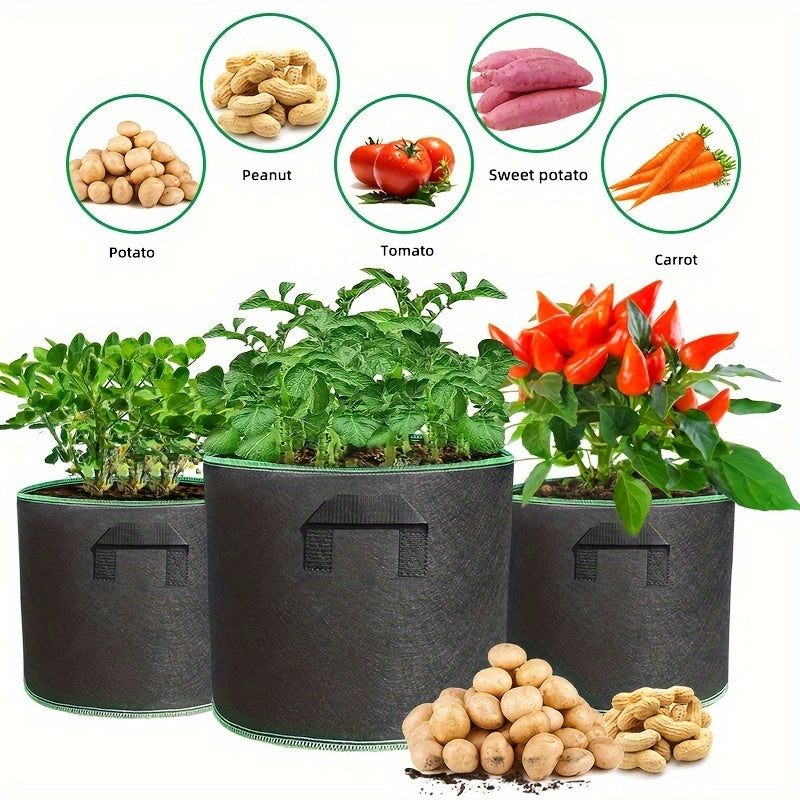 Durable Plant Grow Bags with Decorative Borders for Flowers and Vegetables 18.93-75.71 L