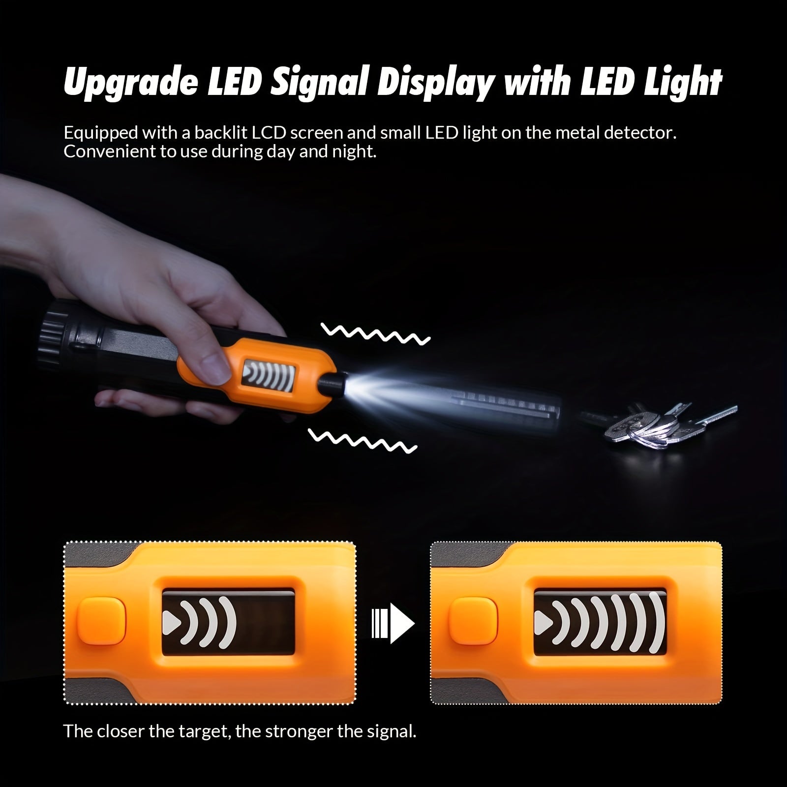 Underwater Metal Detector Pinpointer with LCD Screen Handheld Treasure Finder with 3 Modes Plastic Belt Holster Non-Rechargeable Battery for Adults