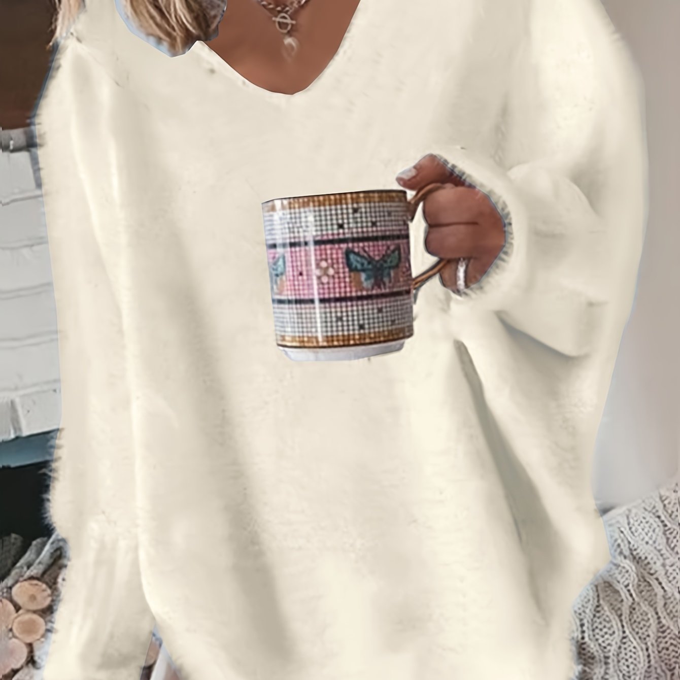 Plus Size Autumn Winter Directional Edition Long Sleeve Dress