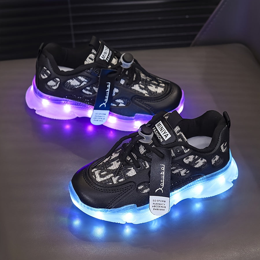 LED Sneakers for Kids and Adults Black White Blue Glow Breathable Comfortable Casual Shoes