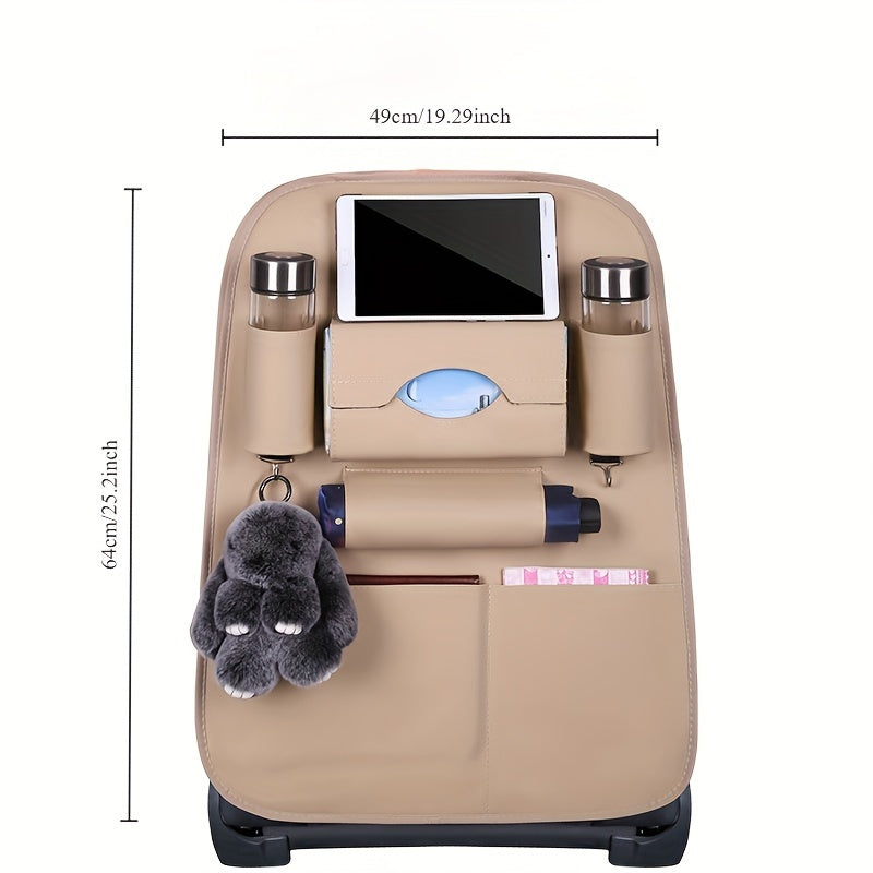 Faux Leather Car Seat Back Organizer with Multiple Pockets for Auto Accessories