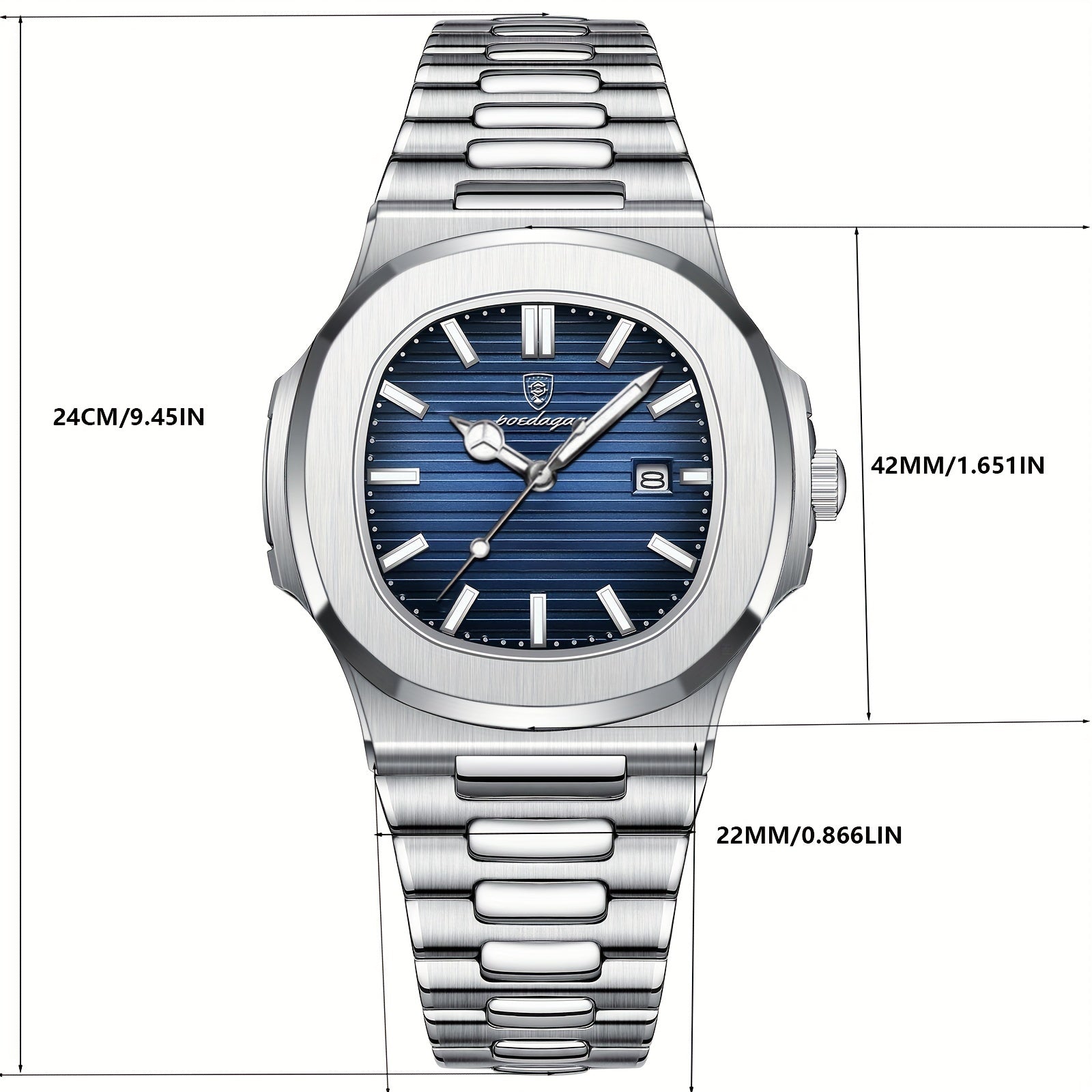 Men's Waterproof Luminous Quartz Watch Stainless Steel Casual Sports