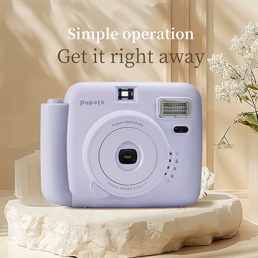 Purple Instant Camera Bundle Includes Mini11/12 with 10 Film Sheets PU Case Strap Selfie Lens ND Filter