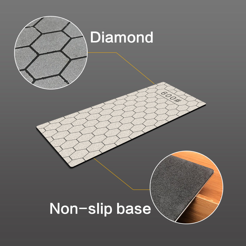 3-4 dona olmos pichoq silliqlash uchun to'plam, qum toshlari, burchak qo'llanma va silliqlash asbobi bilan