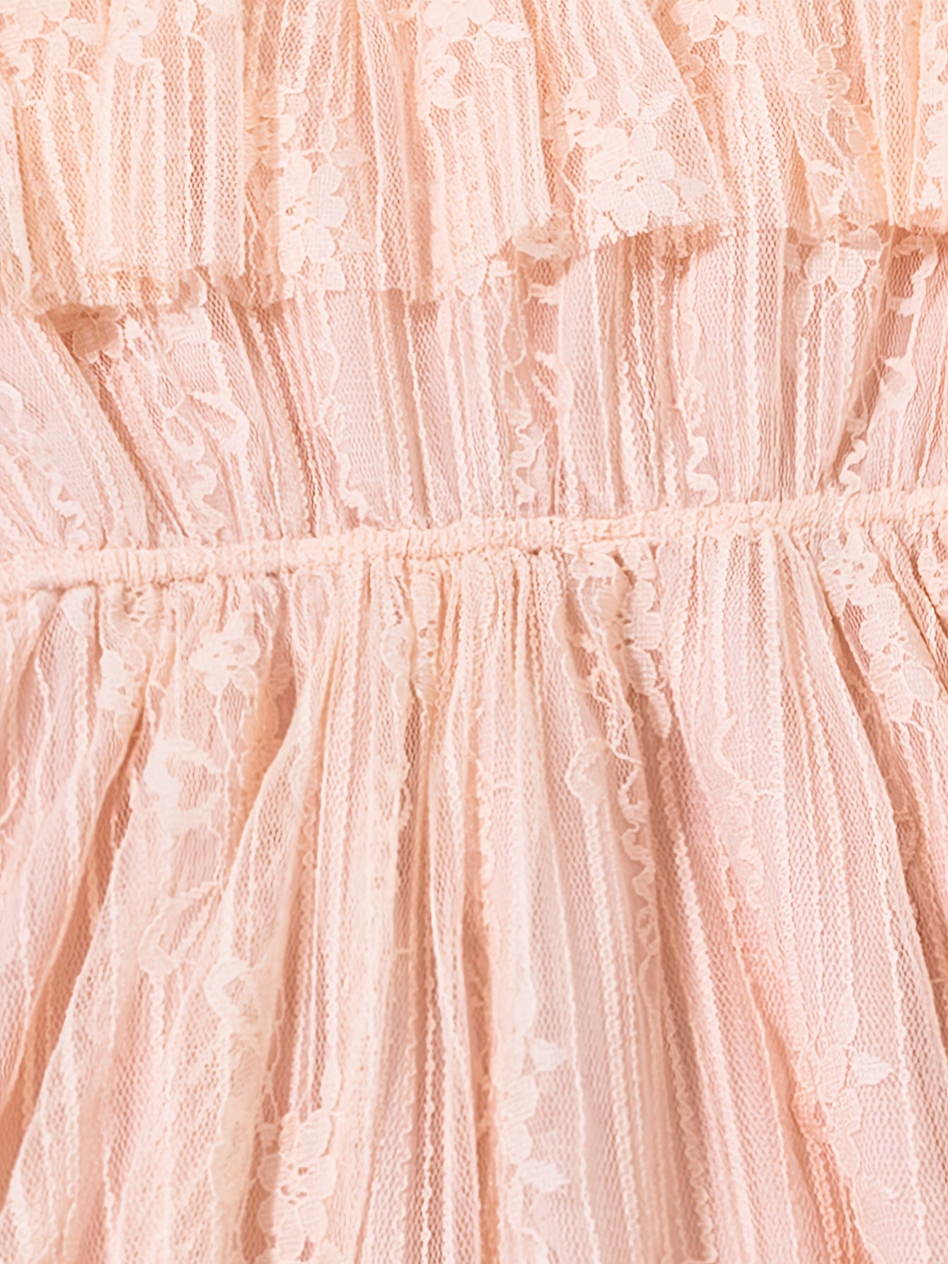 Girls Summer Dress Kids Princess Gown Lace Detail Solid Polyester Slim Fit