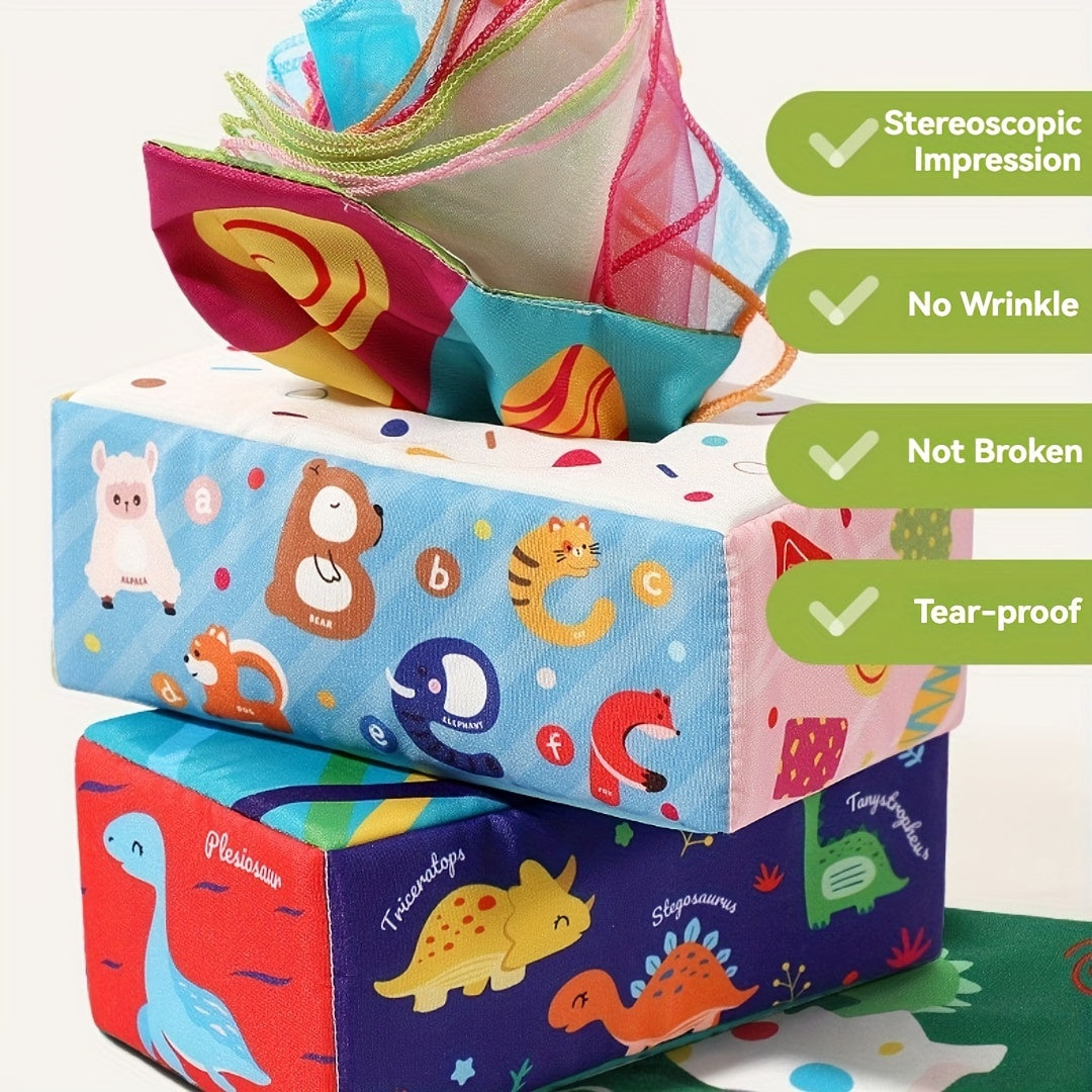 Kids' Toy Paper Towel Napkin Box with Paper Toy for Fine Motor Skills and Sensory Play