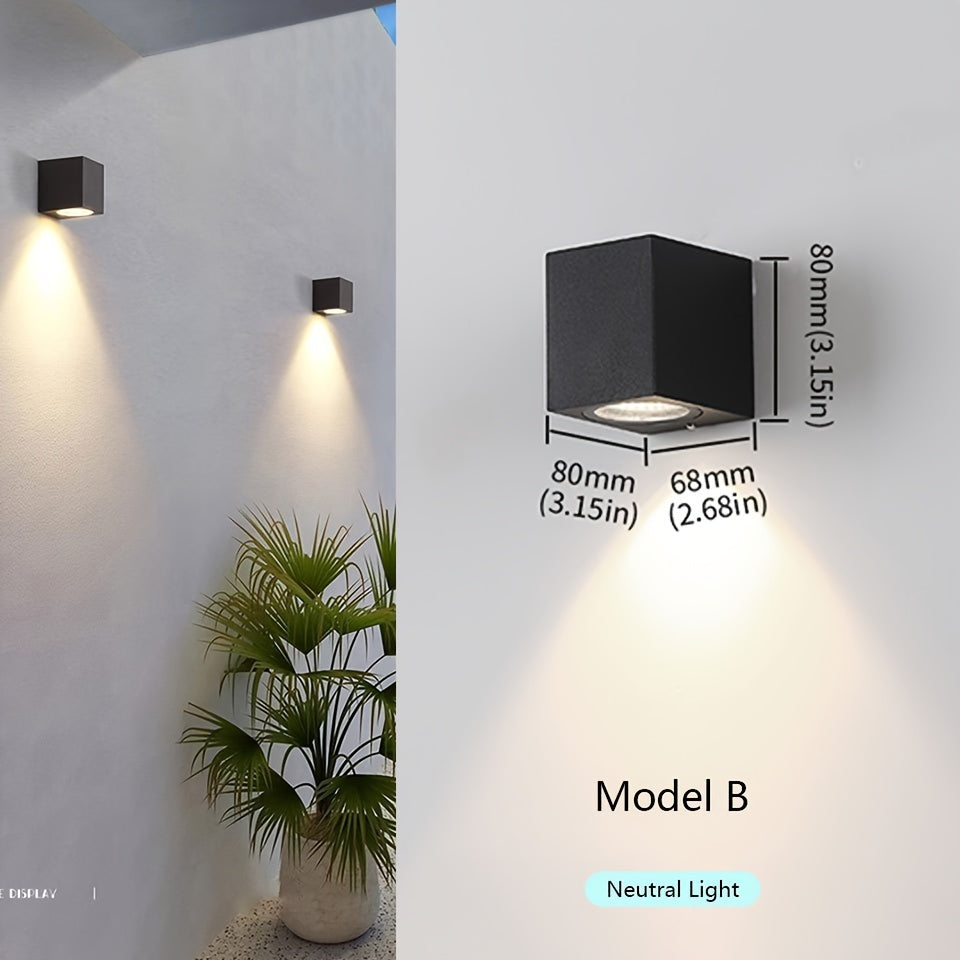 Luz de pared LED exterior de 3W 6W, a prueba de agua, negro, para jardín, porche, interior y exterior