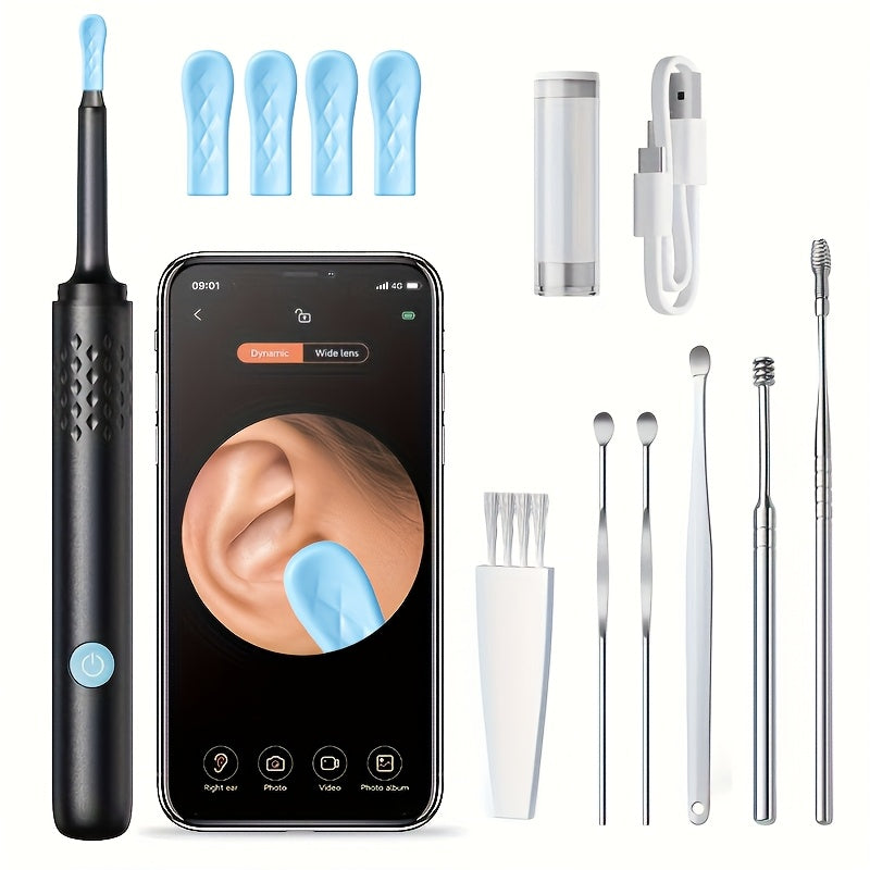 Rechargeable Camera Ear Wax Removal Kit with Ear Scoop and 6/7 Ear Picks