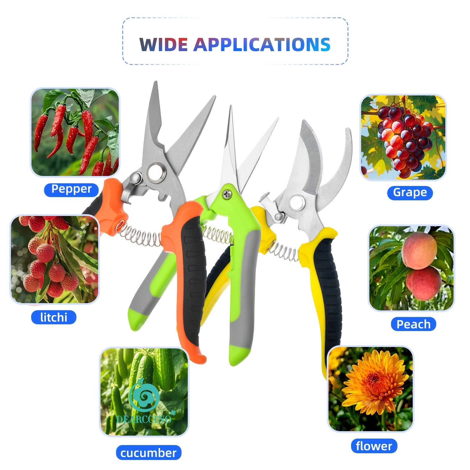 Set of 3 Stainless Steel Garden Pruning Shears Modern Durable for Trimming and Gardening