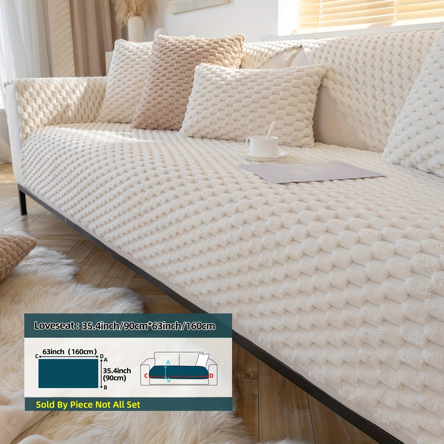 Cojín de sofá nórdico de felpa con diseño antideslizante para todas las estaciones